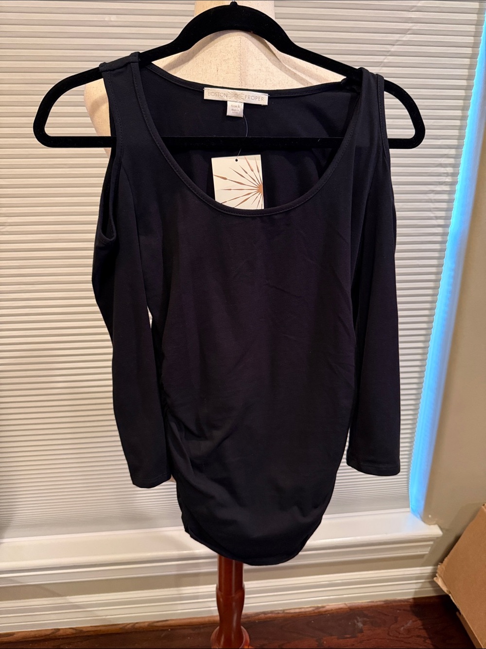 Boston Proper Black Cold-Shoulder Tank Top